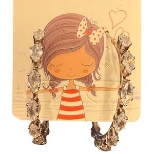 💎 Silver Marquise Crystal Hoop Earrings, Sparkly Rhinestone Glam